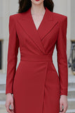Vestido de trabalho midi Red Sheath Peak Lapela com fenda