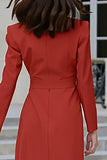 Vestido de trabalho midi Red Sheath Peak Lapela com fenda