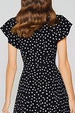 Vestido Longo Preto, Branco com Gola Redonda, Linha A