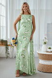 Vestido comprido conversível floral com padrão verde sálvia de sereia e serpentina