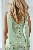 Vestido comprido conversível floral com padrão verde sálvia de sereia e serpentina