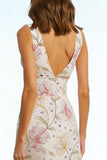 Vestido longo floral com decote em V, sereia cor-de-rosa e folhos