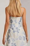Vestido floral longo de alças finas azul A