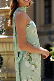 Vestido floral longo conversível sem alças Sage Swear com serpentina