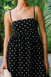 Vestido A-Line Simples, alças finas, longos pretos e brancos com pontos