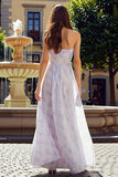 Vestido longo de chiffon floral sem alças Lilac A Line