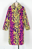 Xale de pele sintética de leopardo amarelo, casaco midi feminino