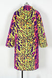 Xale de pele sintética de leopardo amarelo, casaco midi feminino