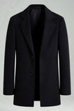 Casaco preto de inverno masculino com lapela simples e entalhada