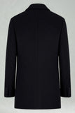 Casaco preto de inverno masculino com lapela simples e entalhada