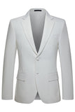 Fato de casamento masculino branco de 2 peças, com lapela simples e entalhada