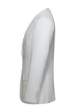 Fato de casamento masculino branco de 2 peças, com lapela simples e entalhada