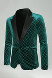 Blazer masculino de baile de finalistas Green Velvet Check Peak Lapela
