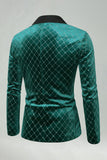 Blazer masculino de baile de finalistas Green Velvet Check Peak Lapela