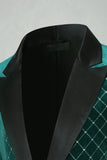 Blazer masculino de baile de finalistas Green Velvet Check Peak Lapela
