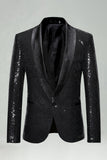 Blazer masculino de finalistas com xale de lantejoulas com lapela azul real