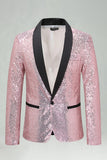 Blazer masculino de finalistas com xale de lantejoulas com lapela azul real