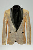 Blazer masculino de finalistas com xale de lantejoulas com lapela azul real