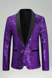 Blazer masculino de finalistas com xale de lantejoulas com lapela azul real