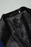 Blazer masculino de finalistas com xale de lantejoulas com lapela azul real