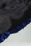 Blazer masculino de finalistas com xale de lantejoulas com lapela azul real