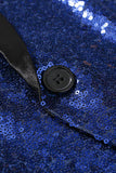 Blazer masculino de finalistas com xale de lantejoulas com lapela azul real