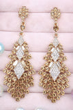 Brincos de festa em forma de gota-de-lágrima com champanhe brilhante e strass