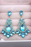 Brincos vintage de festa azul brilhante com strass