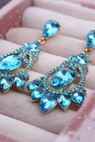 Brincos vintage de festa azul brilhante com strass