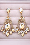 Brincos vintage de festa azul brilhante com strass