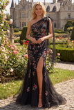 Vestido de Baile de finalistas com lantejoulas de um ombro preto e laço