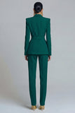 Fato de trabalho feminino Dark Green Dark Peak Lapela de 2 peças com cinto