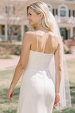 Vestido de Noiva Midi Branca Estilo Justo com Alças Finas