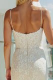 Vestido de Noiva Midi Marfim de Renda de Alças Finas