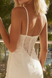 Vestido de Noiva Curto Justo com Alças Finas e Renda Marfim