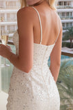 Vestido de Noiva Curto e Justo Cor Marfim com Lantejoulas
