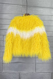 Casaco de pele sintética de tesoura Casaco de mulher engrossado em laranja
