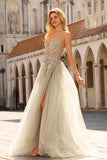 Vestido de Baile de Tule Longo, Corset Brilhante com Missangas e Lantejoulas, Corset A-Line