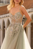 Vestido de Baile de Tule Longo, Corset Brilhante com Missangas e Lantejoulas, Corset A-Line