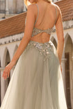 Vestido de Baile de Tule Longo, Corset Brilhante com Missangas e Lantejoulas, Corset A-Line
