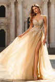 Vestido de Baile de Tule Longo, Corset Brilhante com Missangas e Lantejoulas, Corset A-Line