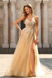 Vestido de Baile de Tule Longo, Corset Brilhante com Missangas e Lantejoulas, Corset A-Line