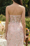 Vestido Midi Rosa com Espartilho Floral e Babados para Convidada de Casamento