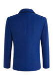 Fato azul de 2 peças, entalhe de um botão, lapela masculina com lantejoulas e lantejoulas