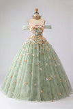 Vestido de baile champanhe ombro descoberto Vestido Princesa Quinceañera