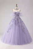 Vestido de baile com aplicação dos ombros descobertos e blush Quinceañera