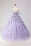 Vestido de baile com aplicação dos ombros descobertos e blush Quinceañera