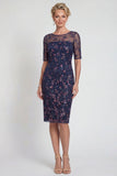 Vestido Midi Borgonha Brilhante com Aplicações e Lantejoulas para Mãe da Noiva