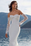 Vestido de Noiva Doury Sweetheart Sweep Tail, com mangas