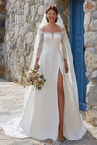Marfim: Vestido de Noiva Boémio com Cauda Sweep Sweep com Racha em Marfim
